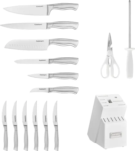 Miniatura 4 de Cuisinart Juego de cuchillos de bloque profesional, juego de cuchillos de 15 piezas con cuchillas de acero para un corte preciso, ligero, acero
