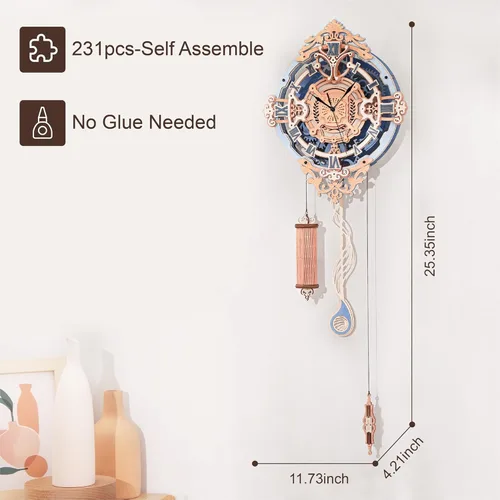 Miniatura 6 de ROKR Rompecabezas de madera 3D para adultos, reloj de rompecabezas de madera, kits de modelos de construcción mecánica, kits de modelos