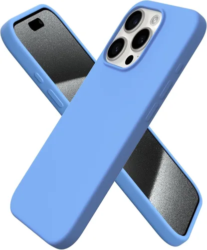 Miniatura 23 de ORNARTO Funda compatible con iPhone 15 Pro de 6.1 pulgadas, silicona líquida de 3 capas cubierta completa de goma de gel suave, funda protectora