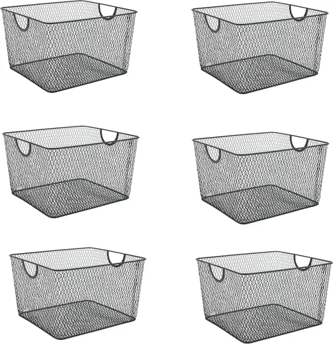 Miniatura 14 de Ybm Home Canasta Organizadora de Almacenamiento de Malla de Alambre Abierta para el Hogar, color negro, para despensa de cocina, gabinete, frutas