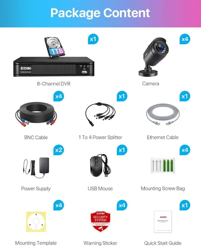 Miniatura 9 de ZOSI Sistema de cámara de seguridad para el hogar 3K 5MP Lite con detección de vehículos humanos AI, H.265+ DVR de vigilancia de 8 canales y 4