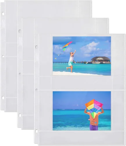 Miniatura 11 de Dunwell Fundas de fotos para carpeta de 3 anillas, (formato mixto de 4 x 6, paquete de 100 unidades) para 600 imágenes, cada hoja de fotos tiene