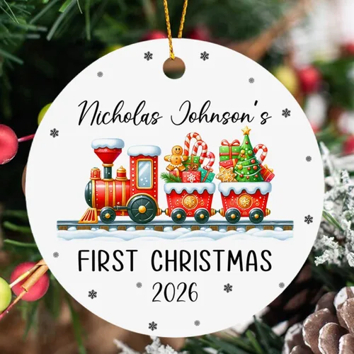 Miniatura 12 de Adorno de Navidad de vaca bebé 2025, adorno personalizado de mi primera Navidad para padres recién nacidos, regalo de recuerdo de primera Navidad