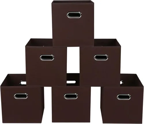Miniatura 22 de Contenedores de almacenamiento de tela, organizadores de tela con asa, cubos plegables para almacenamiento de tela o accesorios, 11 x 11 x 11 Naranja
