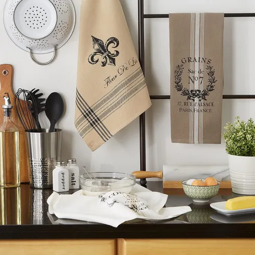 Miniatura 5 de DII Colección de cocina de mesa estilo francés, juego de paños de cocina, 18 x 28 pulgadas, grano francés surtido, 3 piezas