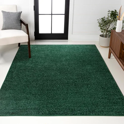 JONATHAN Y Alfombra de bajo pelo sólido color verde esmeralda Haze 5x8, costera, bohemio, minimalista, clásica, de fácil limpieza para sala de