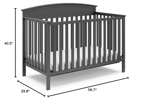 Miniatura 14 de Graco Benton 5 en 1 Cuna Convertible (Gris) – Certificado GREENGUARD Gold, se convierte de cuna para bebé a cama infantil, diván y cama