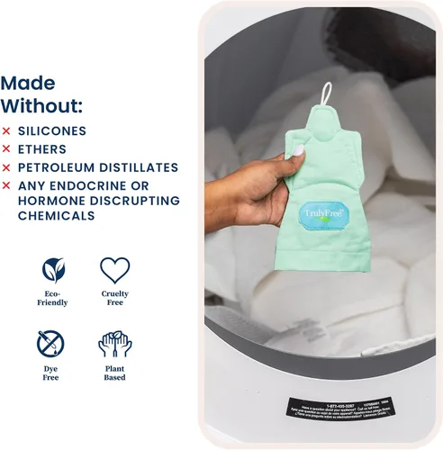 Miniatura 4 de Truly Free Dryer Angel - Toallitas naturales alternativas para secadora, hojas de suavizante reutilizables y no tóxicas, potenciador de aroma