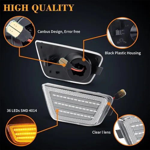 Miniatura 4 de POPMOTORZ Luces LED de posición laterales para parachoques delantero, lámparas de señal de giro ámbar compatibles con Chevy Cruze 2011-2015