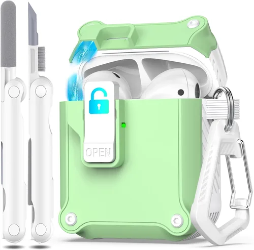 Miniatura 18 de R-fun - Funda para audífonos compatible con AirPods de 4.ª generación 2024, cubierta protectora de expulsión automática a prueba de caídas, puerto