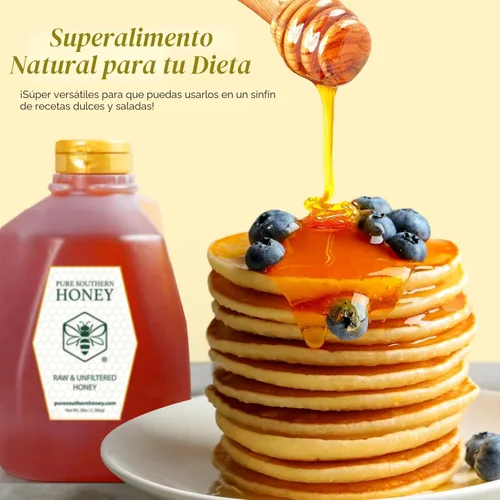 Miniatura 2 de Miel de flores silvestres 100% cruda y sin filtrar, fabricada en Estados Unidos por Pure Southern Honey (48 onzas)