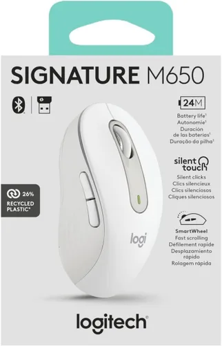 Miniatura 12 de Ratón inalámbrico Logitech Signature M650 - Para manos pequeñas a medianas, para diestros, batería de 2 años, clics silenciosos, botones Blanco hueso