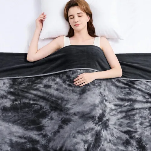 Miniatura 19 de Topcee Manta de Tiro Refrescante para Sudores Nocturnos Decorativa Tie Dye, Absorbe el Calor para Mantenerte Fresco en Noches Cálidas, Q-Max 0.5