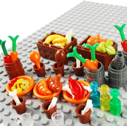 Miniatura 5 de 280pcs Bloques de Construcción de Alimentos Accesorios de Sencería de Cocina Juego de Ladrillos de Construcción Kit DIY Juego de Construcción