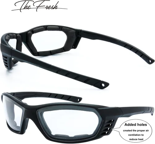 Miniatura 3 de Gafas de Motocicleta con Marco Acolchado y Lentes que Bloquean 100% UVB/UVB para Actividades al Aire Libre y Deportes 5-negro mate