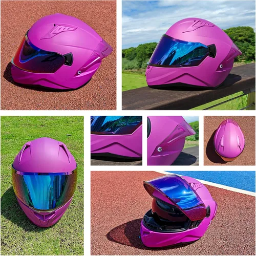 Miniatura 7 de Casco de motocicleta de cara completa para adultos, hombres y mujeres, casco de carreras aprobado por el DOT, casco de carreras de bicicleta