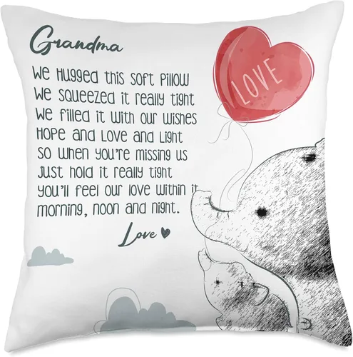 Miniatura 4 de Almohada para abuela de nietos con elefante, 15.7 x 15.7 in, multicolor