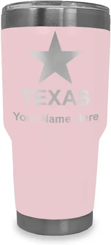 Miniatura 23 de LaserGram Vaso aislado al vacío de 20 onzas, bandera de Texas, grabado personalizado incluido (negro)