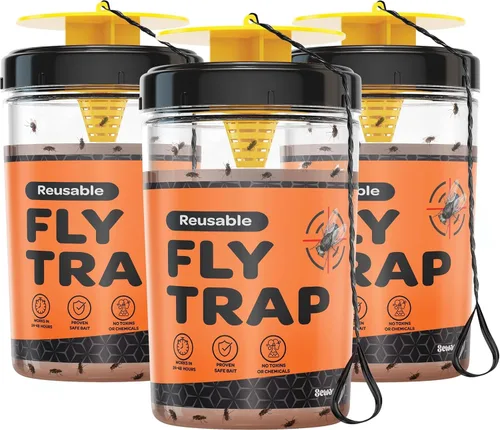 Miniatura 11 de Trampa para moscas [Juego de 2] Trampas para moscas para exteriores con cebo no tóxico soluble – Repelente de moscas solo para uso en exteriores