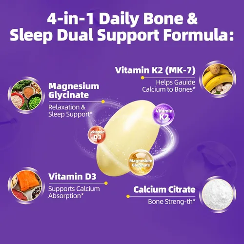Miniatura 2 de Cápsulas blandas de magnesio glicinato 400mg, suplemento de magnesio de alta absorción fácil de tragar, con vitamina D3 y K2 para relajación, calma