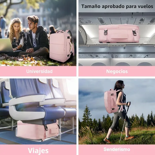 Miniatura 9 de Taygeer - Mochila de viaje para mujeres, mochila de cabina con puerto de carga USB y bolsa para zapatos, mochila TSA para laptop de 15.6 pulgadas