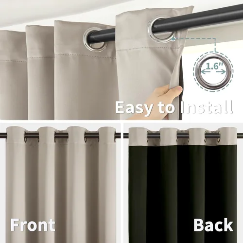 Miniatura 6 de BGment Cortinas 100% opacas con aislamiento térmico para dormitorio con forro negro, doble capa, oscurecimiento de toda la habitación, reducción