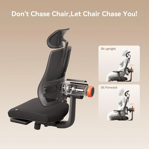 Miniatura 5 de Silla de oficina Newtral ergonómica con reposapiés, soporte lumbar autoajustable, silla de escritorio de respaldo alto con apoyabrazos 4D, bloqueo