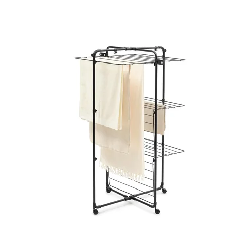 Miniatura 4 de Brabantia HangOn Tower - Tendedero de ropa con ruedas, 76 pies (75.5 ft) Negro mate Aireador alto de ropa interior de 3 niveles con estantes