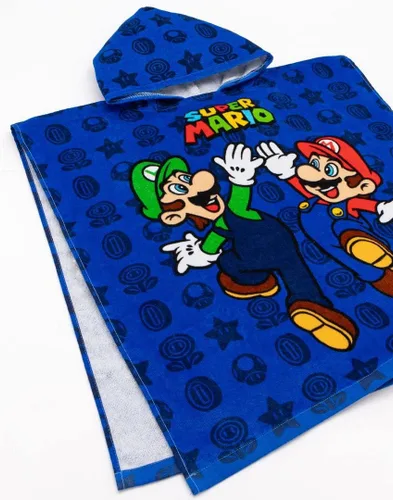 Miniatura 6 de Super Mario Toalla Poncho para niños Toalla de baño de personajes de juegos para niños Mario Brothers Luigi & Mario Star Blue Changing Robe