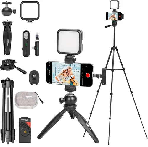 Miniatura 9 de USKEYVISION Kit de inicio de vlogging para iPhone y Youtuber, equipo de creación de contenido para iPhone 16/15Pro Max con trípode extensible
