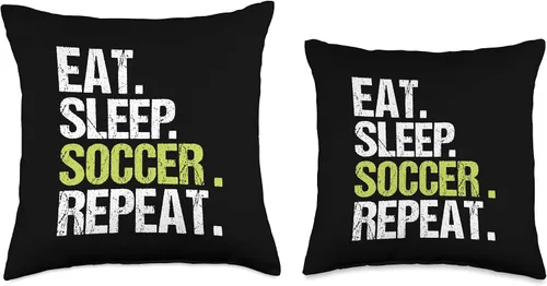 Miniatura 3 de BoredKoalas Almohadas Comer dormir fútbol repetir jugador fan fútbol amante del fútbol almohada regalo manta, 16 x 16, multicolor