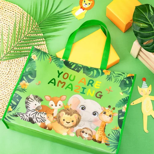Miniatura 2 de Loveinside Bolsas grandes de regalo recicladas con asas, bolsa de regalo reutilizable para fiestas de cumpleaños para niños, bolsa de compras – 16 x