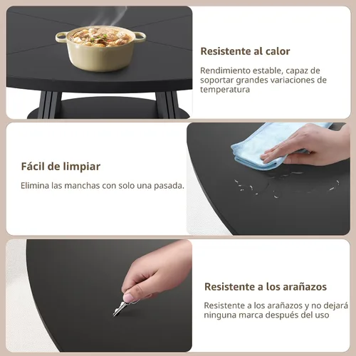Miniatura 5 de GarveeHome Mesa de comedor redonda para 4-6, 47.2 pulgadas, mesa de cocina de granja con almacenamiento, mesas de comedor circulares para cocina