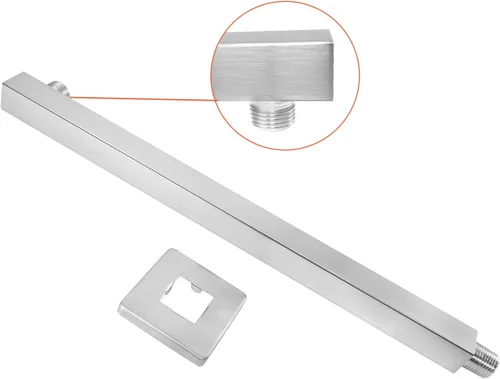 Miniatura 4 de NearMoon Brazo de ducha de 16 pulgadas, extensor de extensión de cabezal de ducha de lluvia, con brida y cinta de teflón, hecho de acero inoxidable