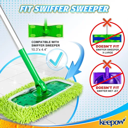 Miniatura 2 de KEEPOW Paños de barrido en seco reutilizables compatibles con Swiffer Sweeper, paños de trapeado húmedos lavables, almohadillas de trapeador