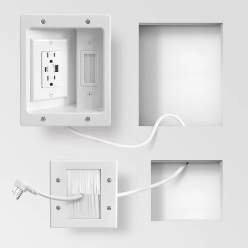 Miniatura 10 de in Kit de gestión de cables de pared con cable de extensión de alimentación de 9.8 pies, ocultador de cable de TV para televisores montados