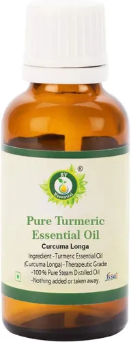 R V Essential Aceite esencial de cúrcuma pura 0.3 fl oz (0.338oz)- Curcuma Longa (grado terapéutico 100% puro y natural)