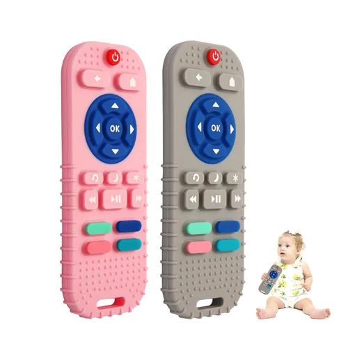Miniatura 10 de Juguetes de dentición de silicona Hooku para bebés de 0 a 6 meses, mordedores para bebés de 6 a 12 meses, mordedor remoto para bebé, juguetes