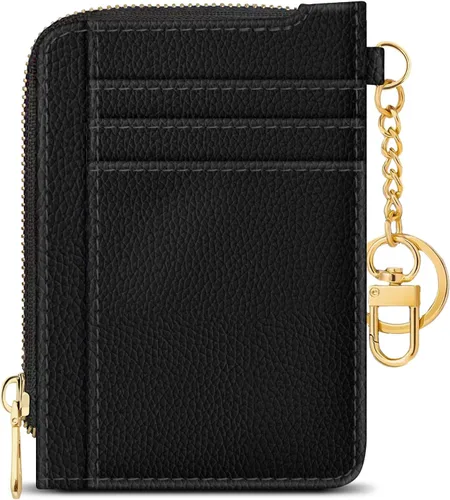 Miniatura 21 de GIANCOMICS Cartera delgada con tarjetero para mujer, funda pequeña con bloqueo Rfid, llavero de bolsillo delgado con cremallera curvada, tarjetero
