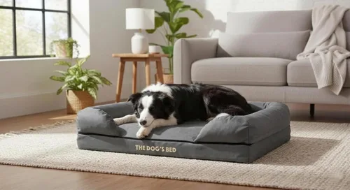 Miniatura 6 de The Dog's Bed - Cama ortopédica de espuma viscoelástica para perros medianos, colchón de soporte de alta densidad, entrada frontal baja, funda negro