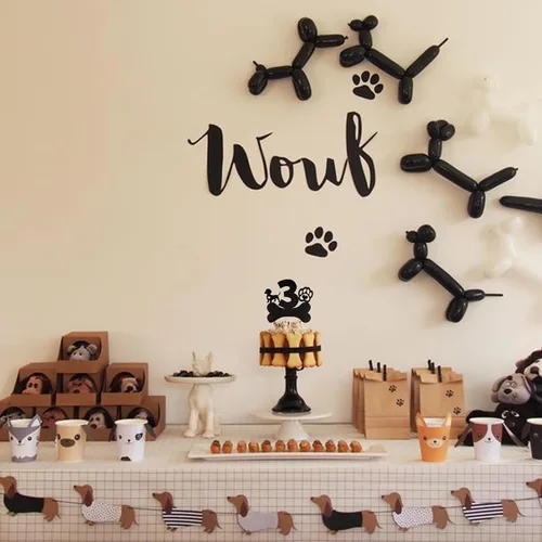 Miniatura 6 de 1 pieza de decoración para pastel de tercer cumpleaños con purpurina negra con pata de perro de tres años de edad, cachorro de perro, hueso de hueso