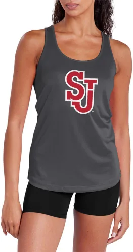 Miniatura 206 de Camiseta deportiva sin mangas oficial de la NCAA Collegiate para mujer, con espalda cruzada, logotipo primario, colección carbón