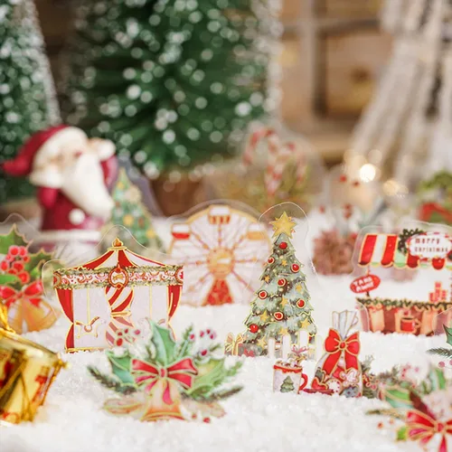 Miniatura 4 de Aromoty Calcomanías de Navidad de lámina dorada de Papá Noel, muñeco de nieve Set (180 piezas con 6 temas) - Calcomanías de resina transparente