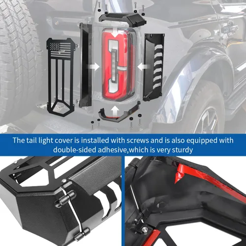 Miniatura 5 de Protector de luz trasera de aluminio, cubierta para lámparas de luz trasera, compatible con Ford Bronco 2021, 2022, 2023, 2024, 2025, accesorios