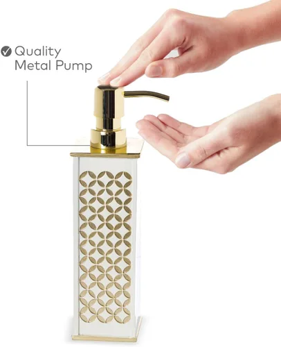Miniatura 4 de Creative Scents Diamond Lattice White - Juego de accesorios de baño decorativos de 4 piezas que incluye: dispensador de jabón, soporte para cepillo