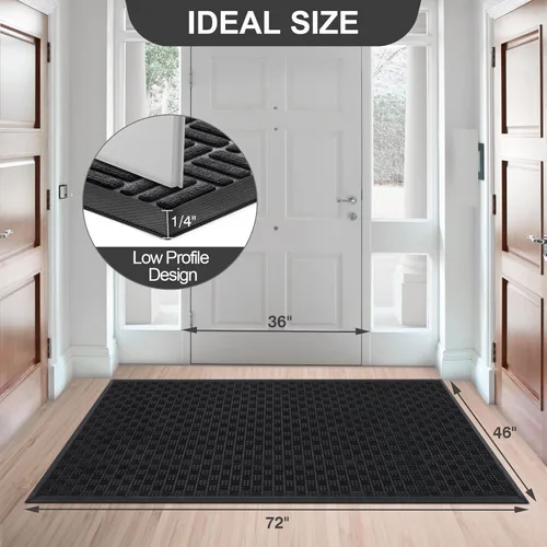Miniatura 2 de Mibao Tapete para puerta delantera, resistente y duradero, tapete de bienvenida para interiores y exteriores, atrapador de suciedad, impermeable