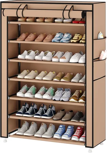 Miniatura 11 de Laiensia Organizador vertical para zapatos de 5 niveles, organizador de almacenamiento de zapatos que ahorra espacio, cubierta no tejida, estante
