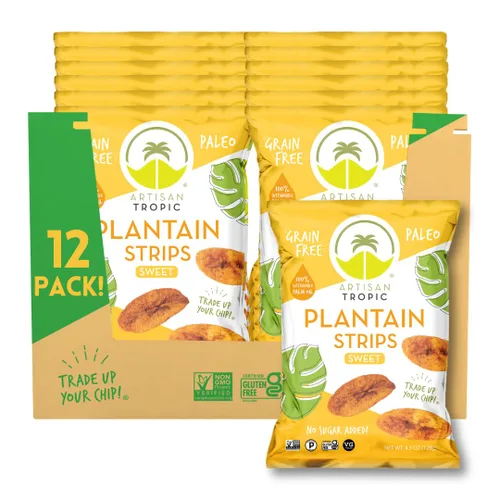 Miniatura 12 de ARTISAN TROPIC Tiras de plátano naturalmente dulces, paquete de 8, 2 onzas, vegano, paleo y sin gluten, bolsas individuales, aperitivos saludables