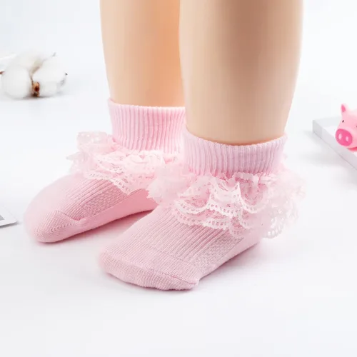 Miniatura 6 de BQUBO - Calcetines para bebés y niñas calcetines de encaje con volantes calcetines para recién nacidoniños pequeños calcetines con ojales calcetines