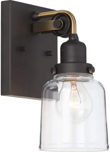 Miniatura 30 de Progress Lighting Rushton Collection - Lámpara de tocador de baño de cristal transparente (1 lámpara), níquel cepillado